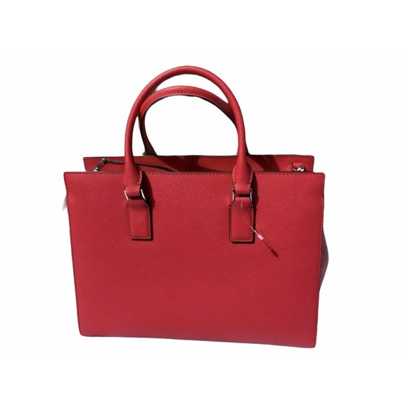 New NWT Kate Spade Red Leather Handbag Cameron Chili w/ Strap 13x10" - Picture 6 of 12